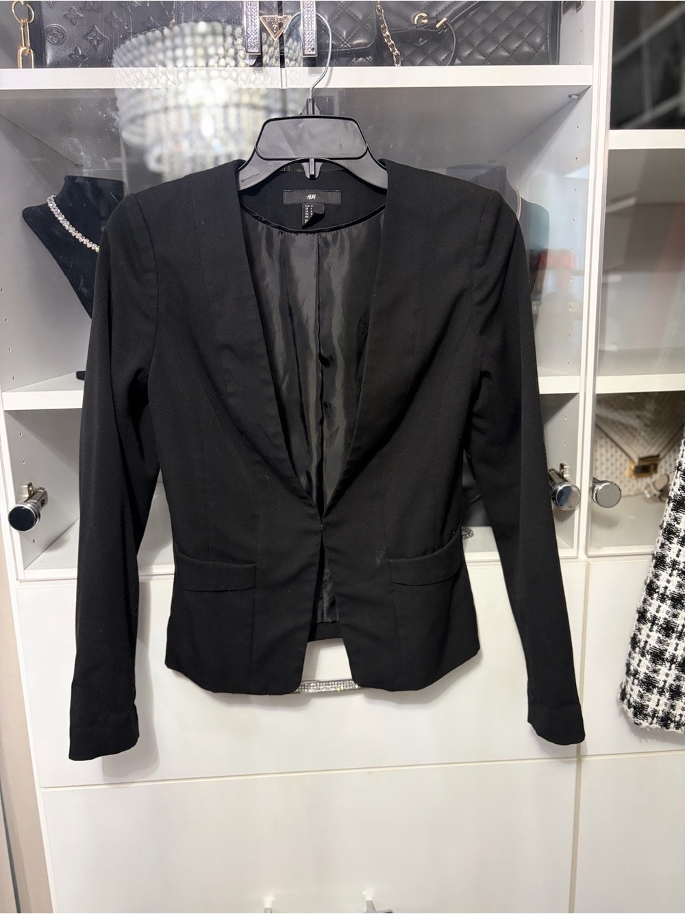 H&M Black Open-Front Tailored Blazer Jacket